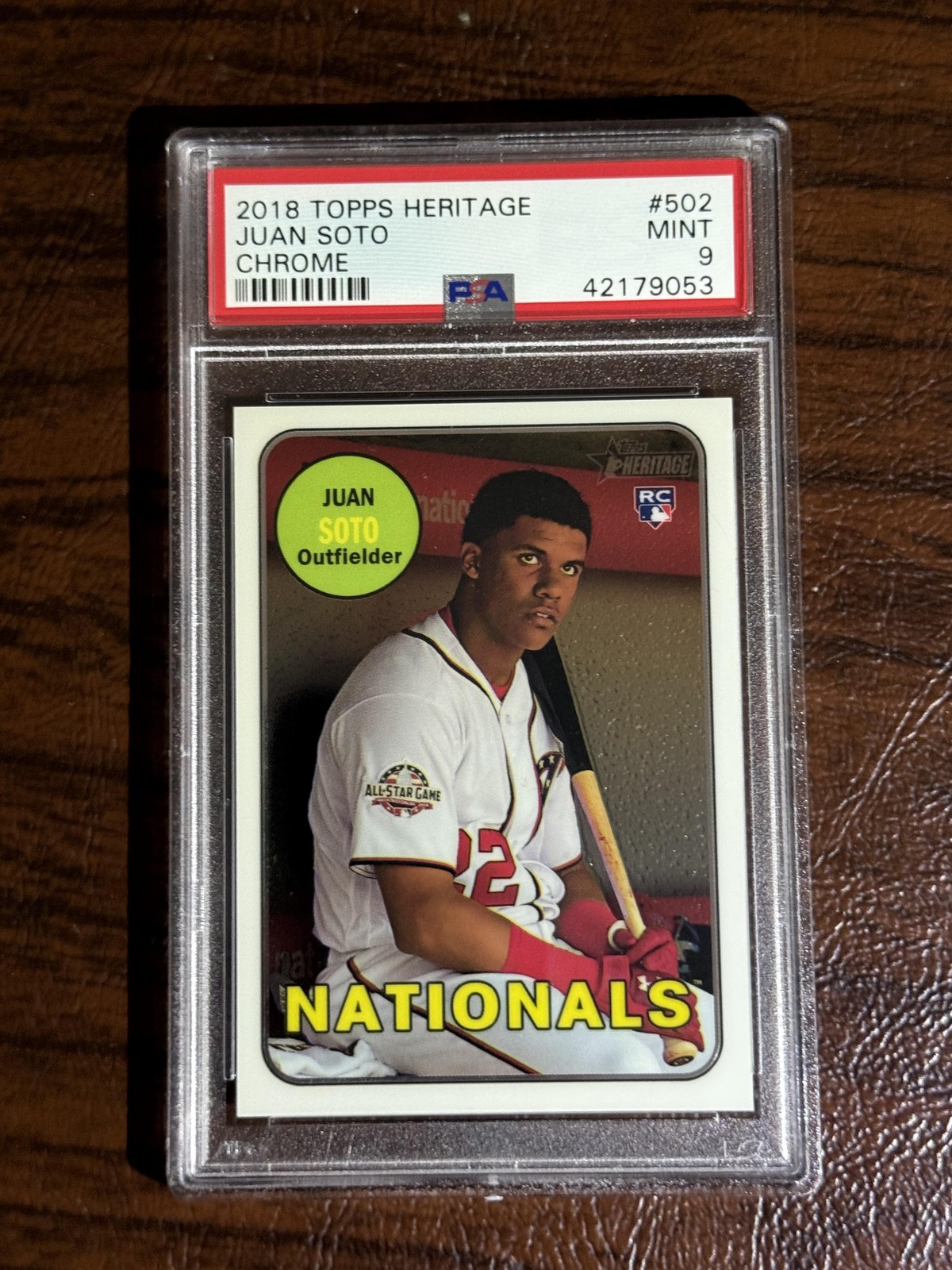 2018 TOPPS HERITAGE Juan Soto Chrome RC /999 #502 PSA 9