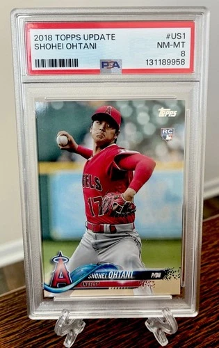 SHOHEI OHTANI 2018 TOPPS UPDATE PITCHING RED JERSEY RC #US1 PSA 8 Rookie Dodgers
