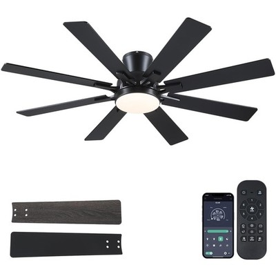Ventilador De Techo De Perfil Bajo Con Ocho Aspas De Madera Y Control Pro