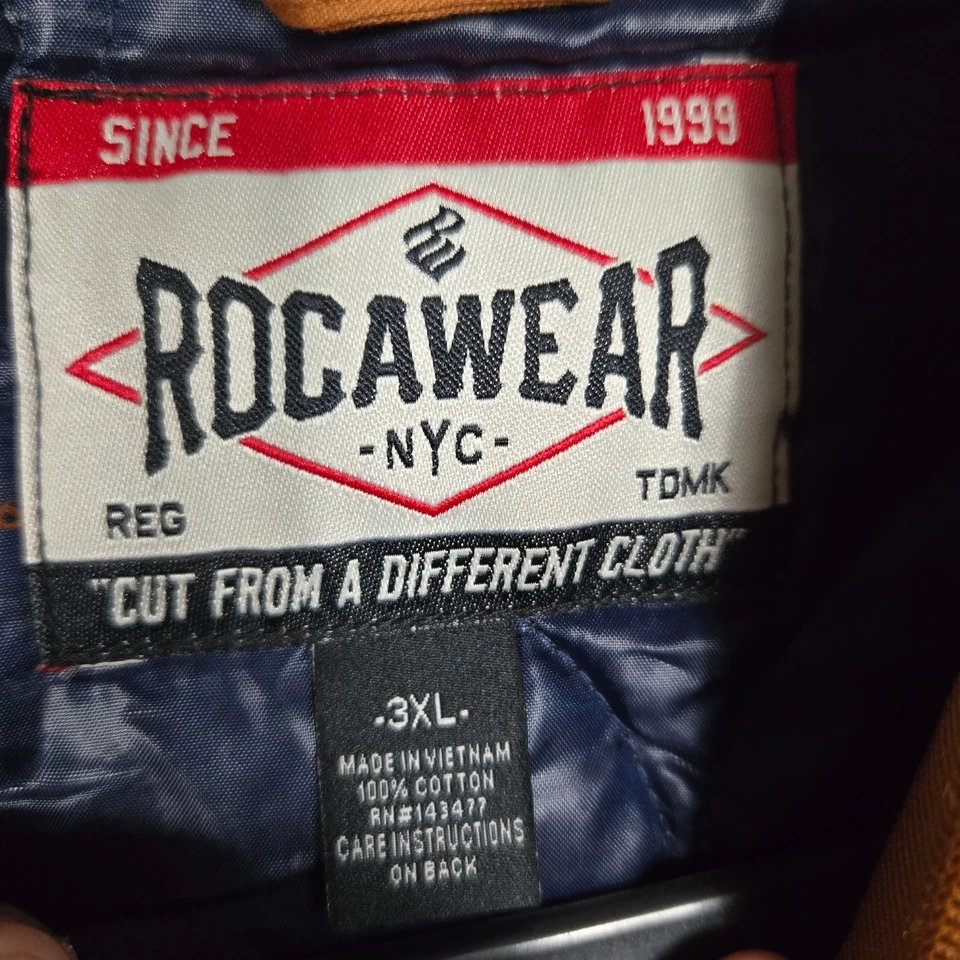 Rocawear Vest Mens 3XL Full Zip brown blue embroidered patches lightweight NWT - Image 4 of 4