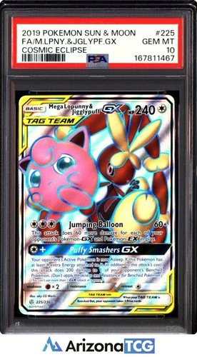 Pokemon 2019 Mega Lopunny Jigglypuff GX 225 Full Art UR Cosmic Eclipse PSA 10