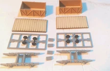 HOn30  One Pair Two Axle 3D print 15ft. Ore w/Wood Deck W/wheels/ Your couplers