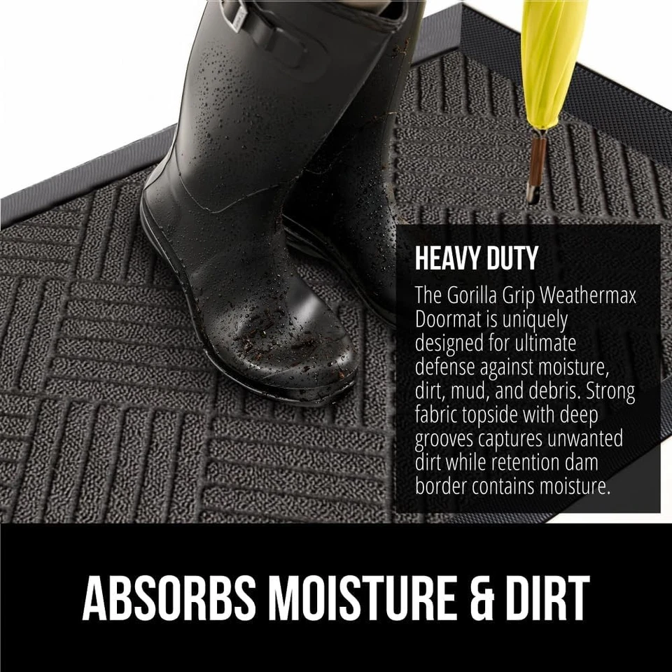 Felpudo Gorilla Grip 100 % impermeable para todas las estaciones WeatherMax, 23x35, duradero...  Foto 4 de 4