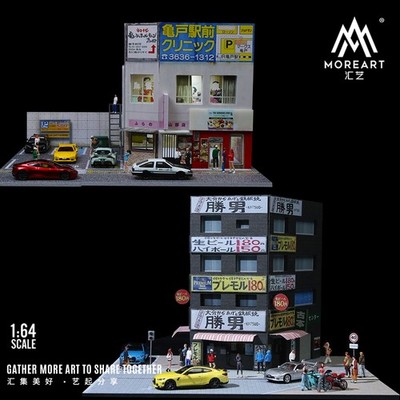 US 1/64 Diorama Garage Model LED Lighting Model Car Display Parking Lot Scene