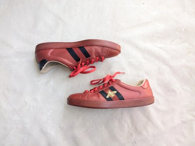 Gucci Ace Sneakers Snake Men 9.5 Red Logo Leather Shoes Low  display picture 1