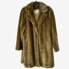 Vintage Worthington Brown Faux Fur Coat Size L Hits Just below Knee Fully Lined