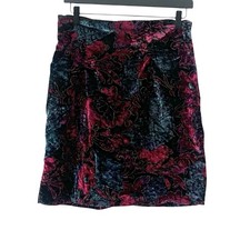 Vintage Y2K Rampage Multicolor Abstract Floral Print Velvet Size 11 Mini Skirt