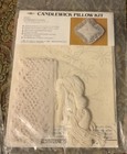 New Vintage M H Yarns Candlewick Pillow Kit "Diamond Floral" w Lace Trim  sz 7x7 — photo 2