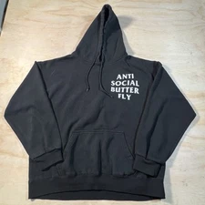 A5809 Assholes*s Live Forever Hoodie "Anti Social Butter Fly" Pullover XL
