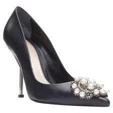Alexander Mcqueen Pearl Metal Embellished Stiletto Pumps Women Black Size 39