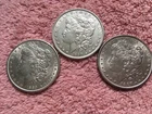 MORGAN SILVER DOLLAR COINS. LOT OF 3  AU.  PRE. 1921  LOT # 12