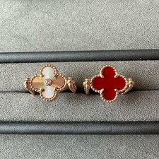 Flower two sided flip ring 925 silver rose gold plated size 7