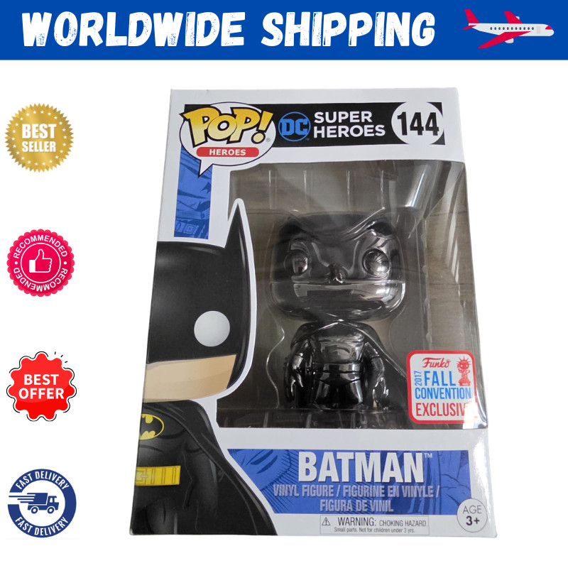 Funko Pop! Batman #144 DC Super Heroes 2017 Fall Con Black Chrome Exclusive