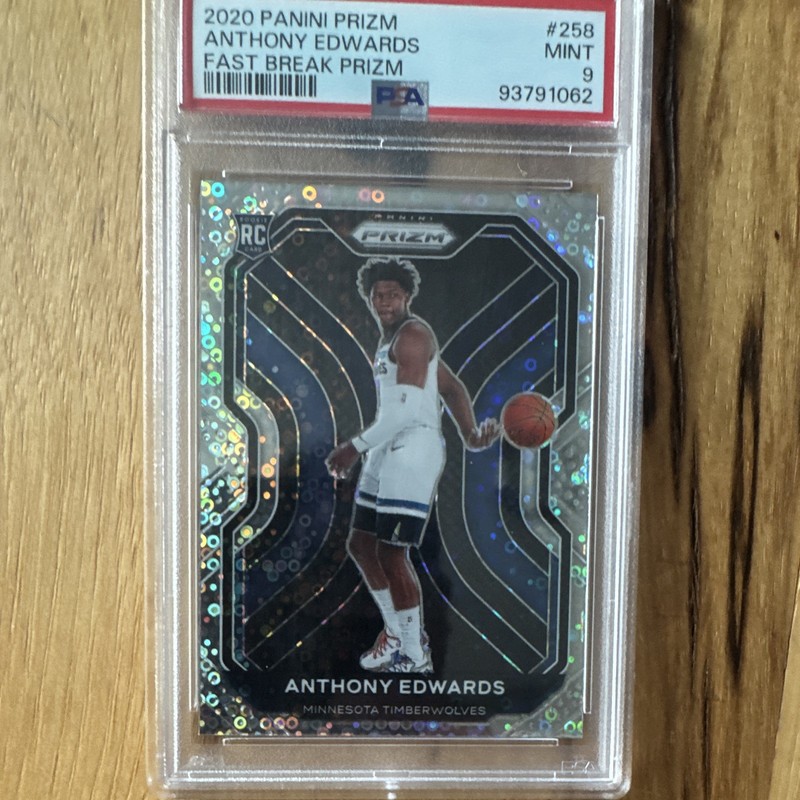 Panini 2020-21 Prizm Anthony Edwards RC Fast Break Prizm #258 PSA 9 Wolves