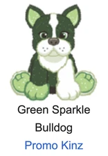 Webkinz Classic Green Sparkle Bulldog Code Only Promo Kinz HTF Virtual Pet Dog