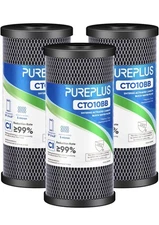 PUREPLUS CTO10BB 10” Activated Carbon Water Filter 5 Micron 3-Pack