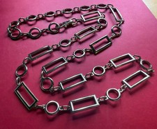 Vintage Rectangle  Circle Chunky Chain Gold Tone Clip Belt Retro Disco 70s 80s