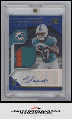 2021 Panini XR #RSA-JWA Jaylen Waddle Rookie Swatch Autographs Blue #/25