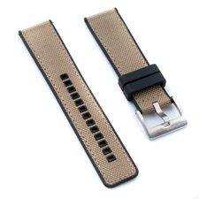 Quick Release Sailcloth and FKM Rubber Hybrid Watch Strap Band 20mm 22mm Nylo...