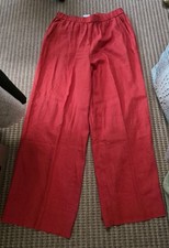 NWT Eileen Fisher Organic Linen Wide Leg Pants in Flame Red sz M