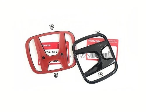 For Honda 2022-2025 Civic 11th 2PCS Glossy Black Front Griile Emblem Rear Badge - Image 2 of 4