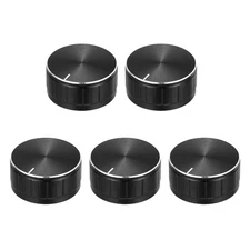 Potentiometer Control Knob 6x40x17mm ABS Aluminum Guitar Knobs Black 5PCS