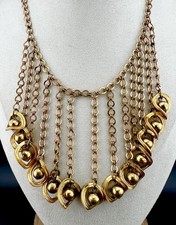 Vintage Bib Necklace Festoon Fringe Dangle Statement 1950s Gold Tone 15 Vintage Bib Necklace Festoon Fringe Dangle Statement 1950s Gold Tone 15