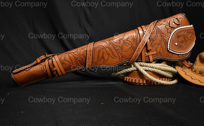 Full Grain Buffalo Leather Rifle Scabbard - Rifle Holster Saddle Scabbard