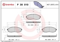 Bremsbelagsatz Scheibenbremse Prime Brembo P 30 010 FüR A1 H100 Hyundai Starex