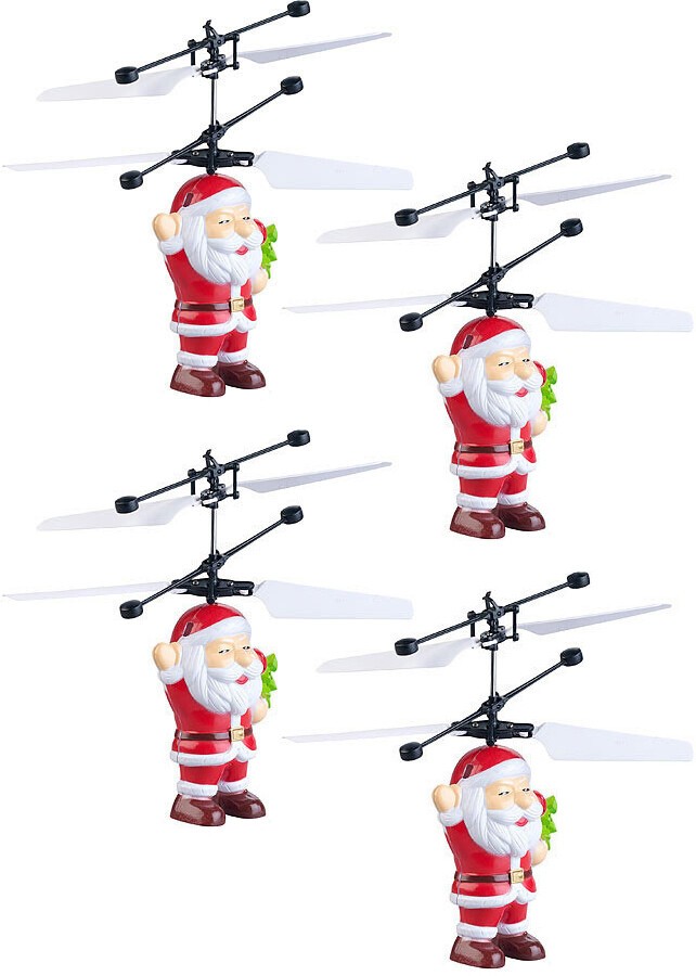 4 pères Noël volants Simulus déco lumineuse LED RGB extérieure pour sapin