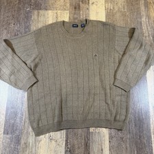 Vintage Izod Mens Sweater Size XL Brown Knit Long Sleeve Embroidered Logo