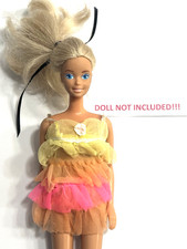 Vintage 68' Mattel Barbie 1841 NIGHT CLOUDS Yellow Tiered Sheer Ruffle Nightie