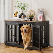 48" Heavy Duty Dog Crate Furniture for Small,Medium and Large Dogs,Rustic Wooden