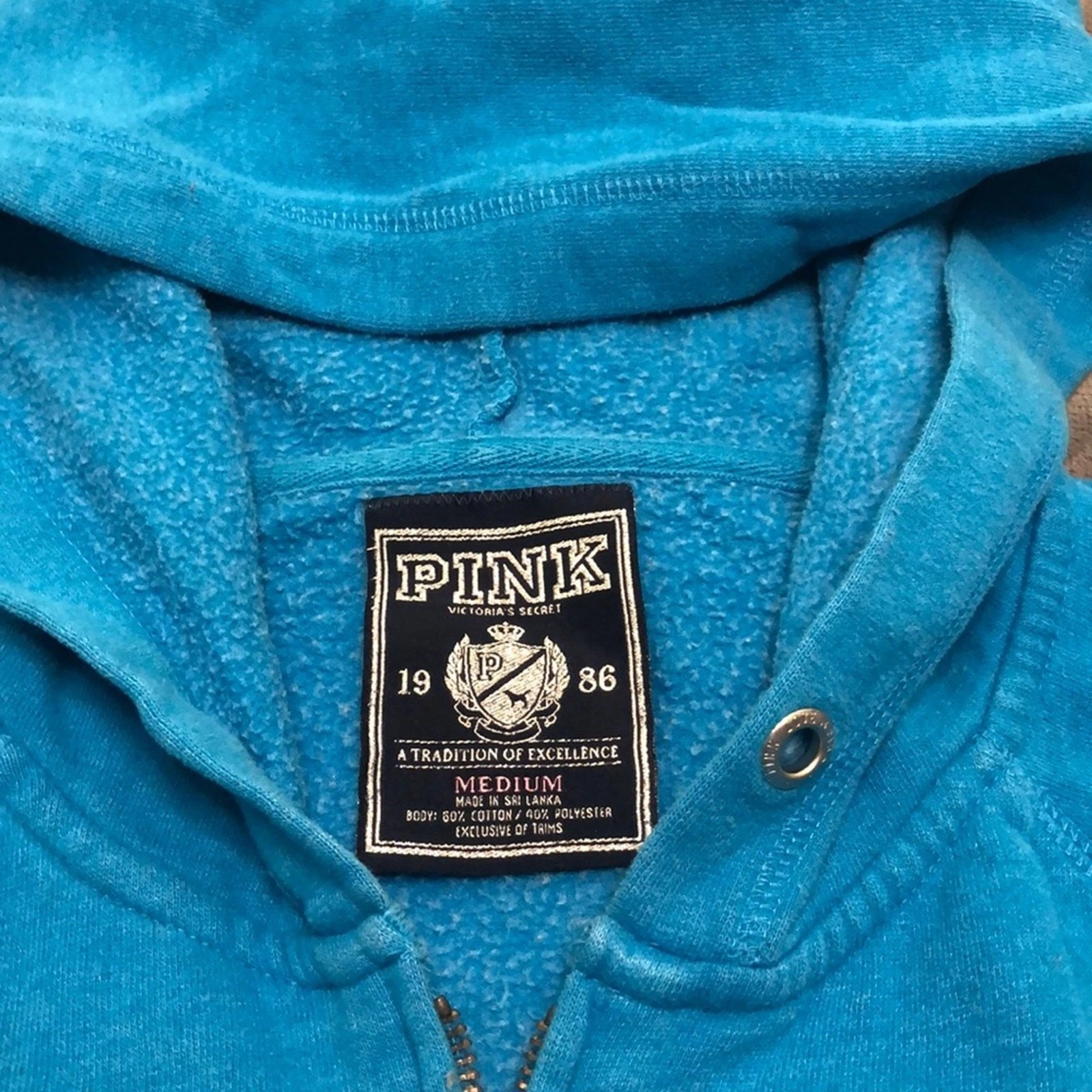 UNDERCOVER Giacca con cappuccio rosa Victoria's Secret blu turchese taglia media cuore pace