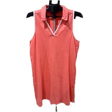 T By Talbots Sport Dress Sleeveless V Neck UPF 50 Size Large Coral Beach Preppy