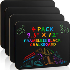 4 Pcs Chalk Board for Kids Bulk 9.5" x 12" Double-Sided Wooden Frameless Chalkbo