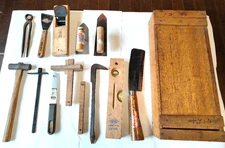 Japanese Vintage Carpenter's Woodworking Tools Set with Wood Box Showa Retro F/S