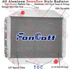 3 Row Aluminum Radiator For 66-79 Ford F100 F150 F250 Truck Chevy V8 Engine AT