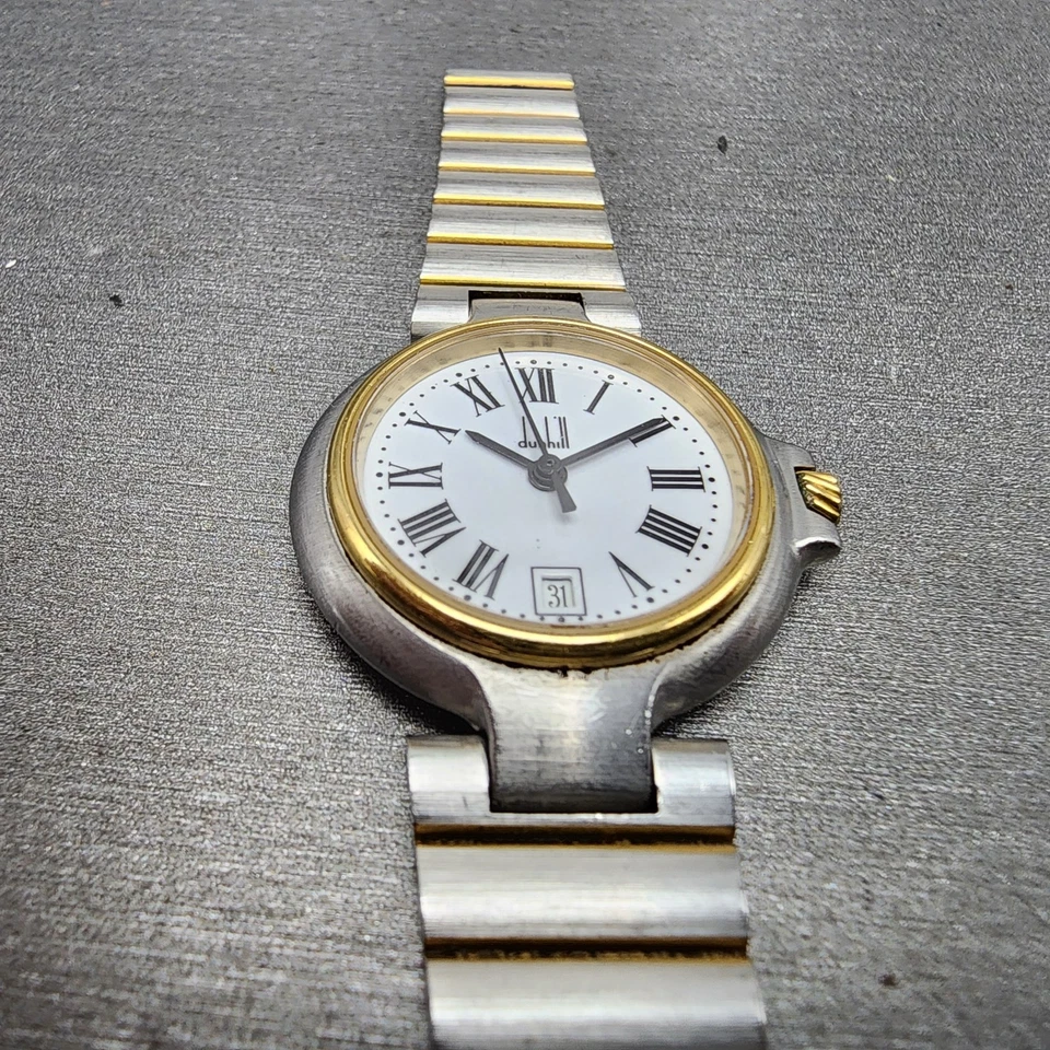 Reloj Dunhill Millennium Mujer 26mm Esfera Blanca Dos Tonos Fecha LEER!! Batería nueva Foto 3 de 4