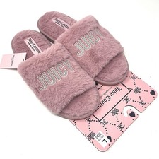JUICY COUTURE Faux Fur Slides Sandals Eldoris Women's SIZE LARGE 9-10 Mauve Pink