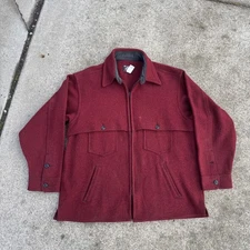 Johnson Woolen Mills Jac-Shirt Full Zip red/blk twill XL, Made in Vermont