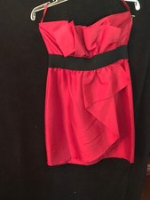 Ya Red Strapless Cocktail / Prom Dress With Black Belt, Back Zipper Size L