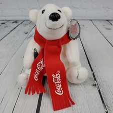 Coca-Cola Bean Bag Plush Wht Polar Bear W/Red Scarf Collectible 1998 Style 0120