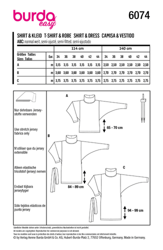 BURDA 6074 LADIES DRESS & T SHIRT Sewing Pattern Sizes 8 - 18 Skill: EASY - Picture 2 of 9