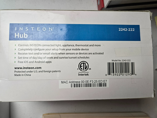 Insteon HUB 2242-222 - Smart Home Control Device - Home Automation New in box