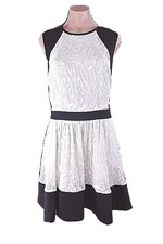 Rachel ROY Mini Womens Dress 12 Work cocktail Party Flared skirt Black/White 
