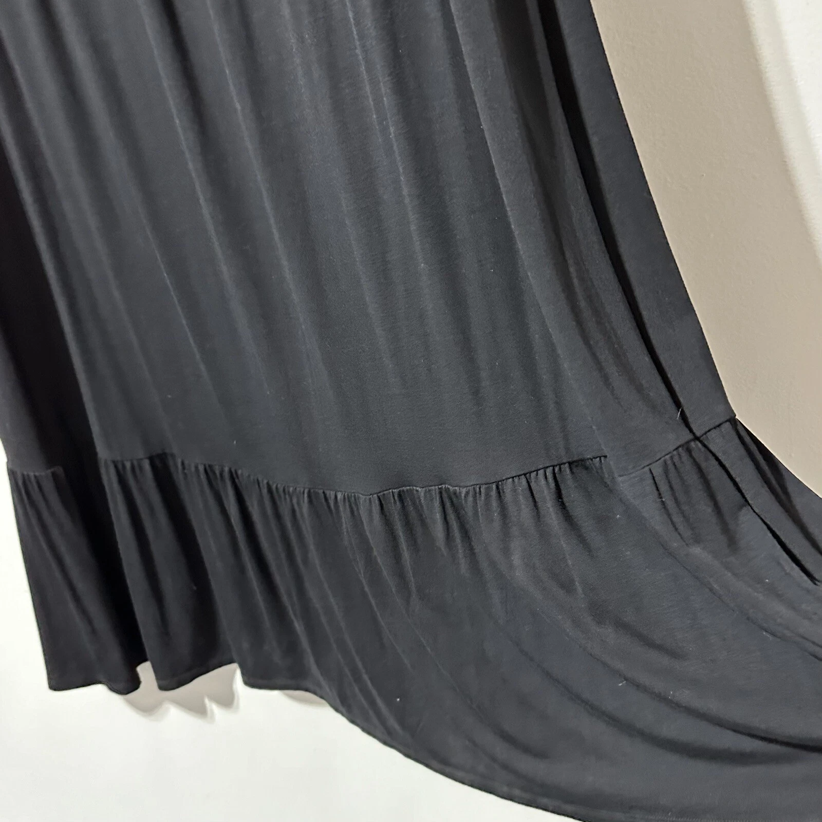 VETEMENTS Abito Lane Bryant nero maxi volant taglia 18 20 elastico in vita LBD nuovo con etichette