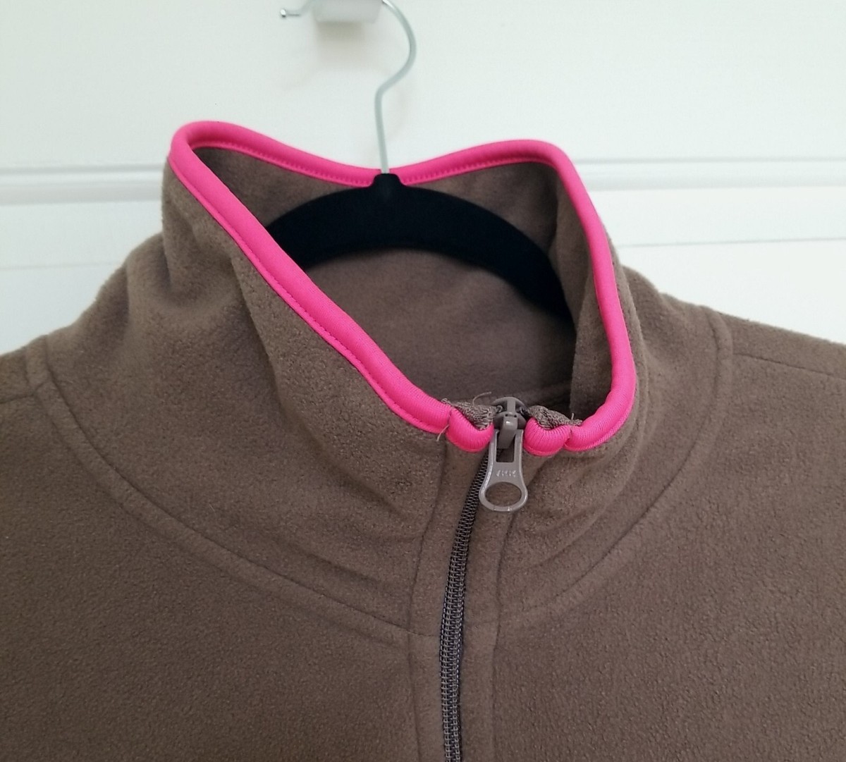 Womens Old Navy Active Zip Front Jacket Coat Micro Fleece Brown