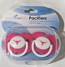 NCAA Texas Longhorns Pacifier set of Pink Color w/Case by baby fanatic