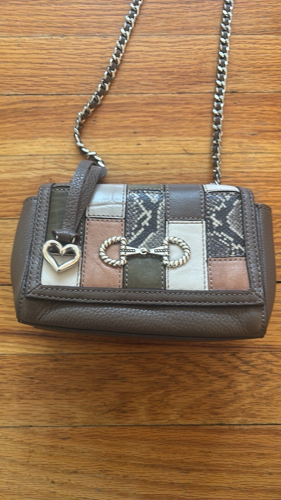 Brighton Leather Patchwork Chain Strap Small Purse - image 10